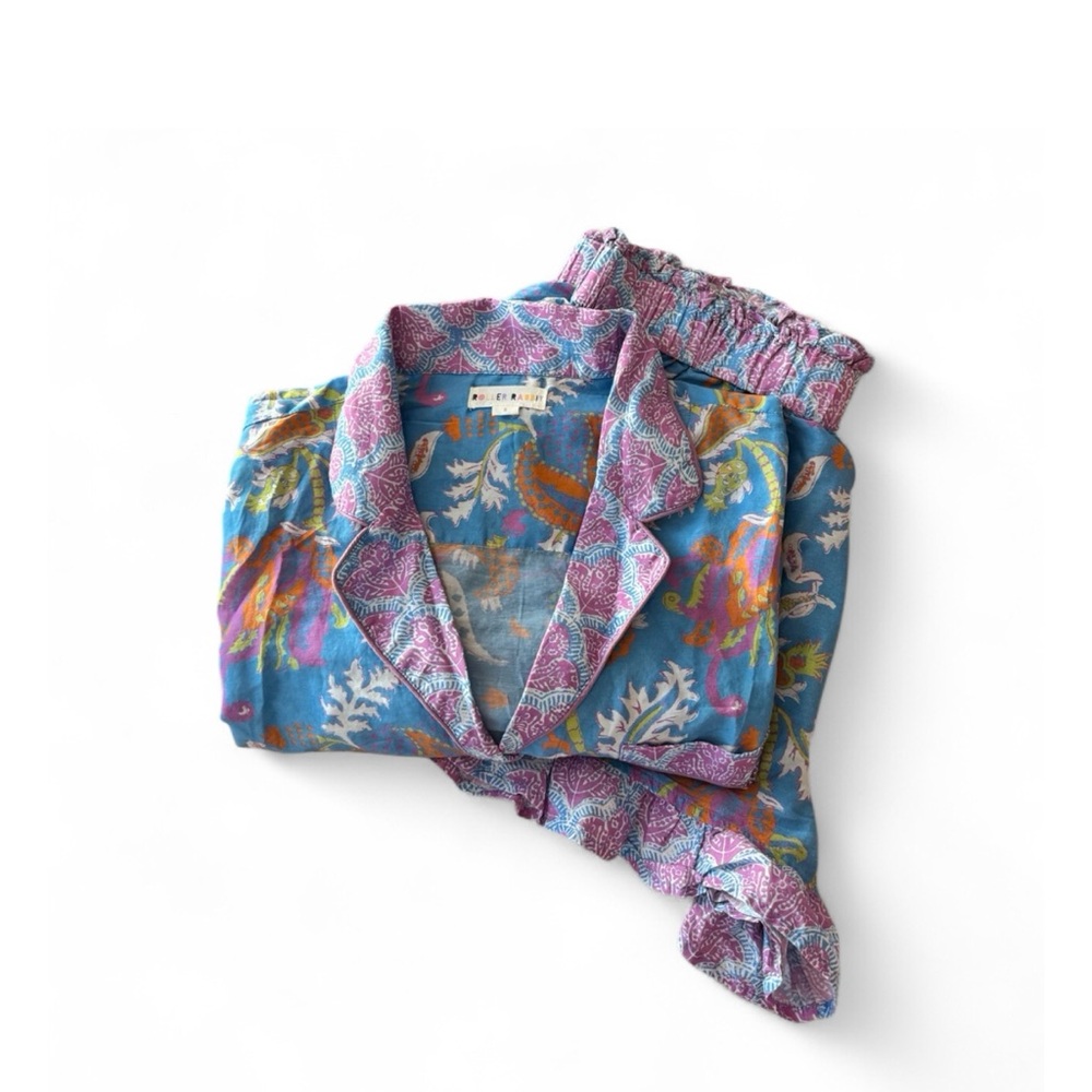 Roller Rabbit Cissy Lulu Blue Orchid Paisley Cotton Silk Pajama Shorts Set Small